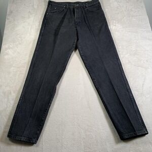 Vintage Wrangler Jeans Mens 36x34 Black Straight Leg Denim Made in USA 97601CB